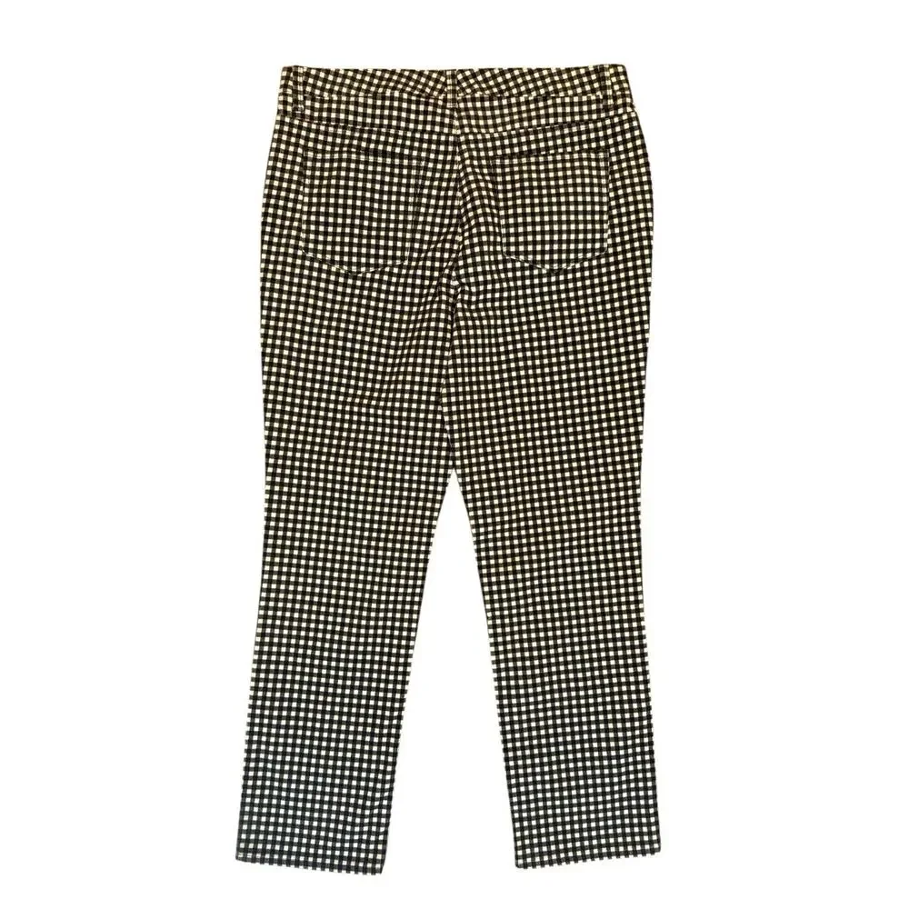 TALBOTS Black White Checked Plaid Corduroy Straight Leg Pants Women's Size 16